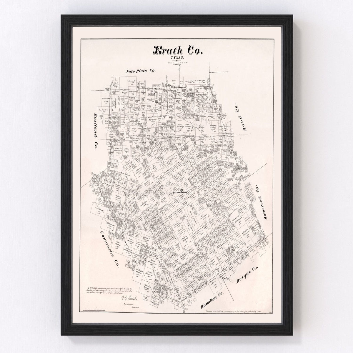 Erath County Vintage Map 1879