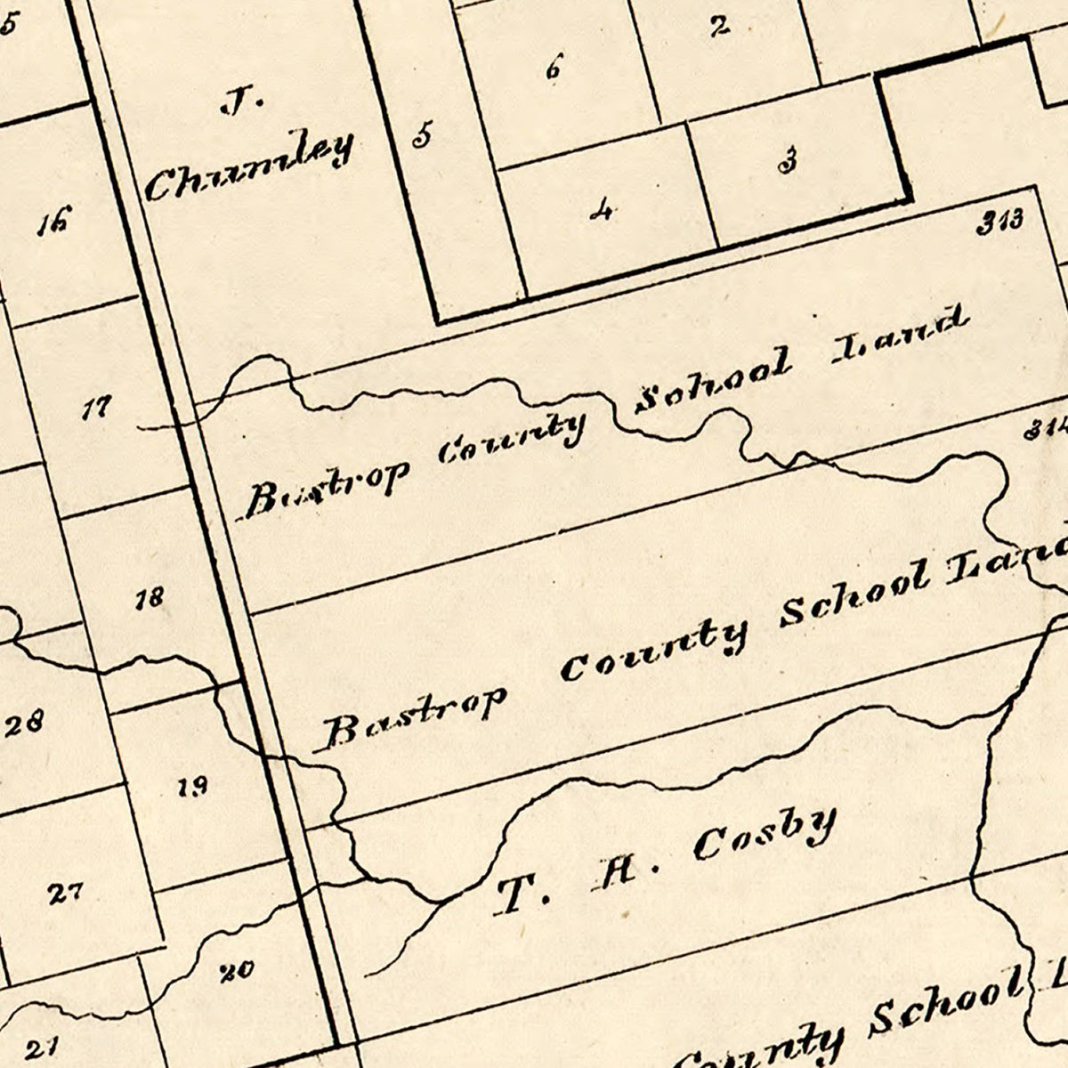 Restored historic details from the 1870 county map of Fisher County, Texas