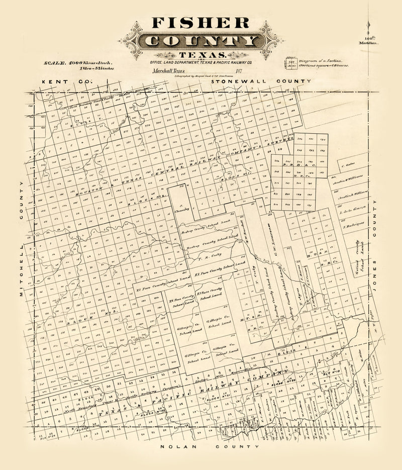 Size comparison using Vintage Map of Fisher County, Texas 1870