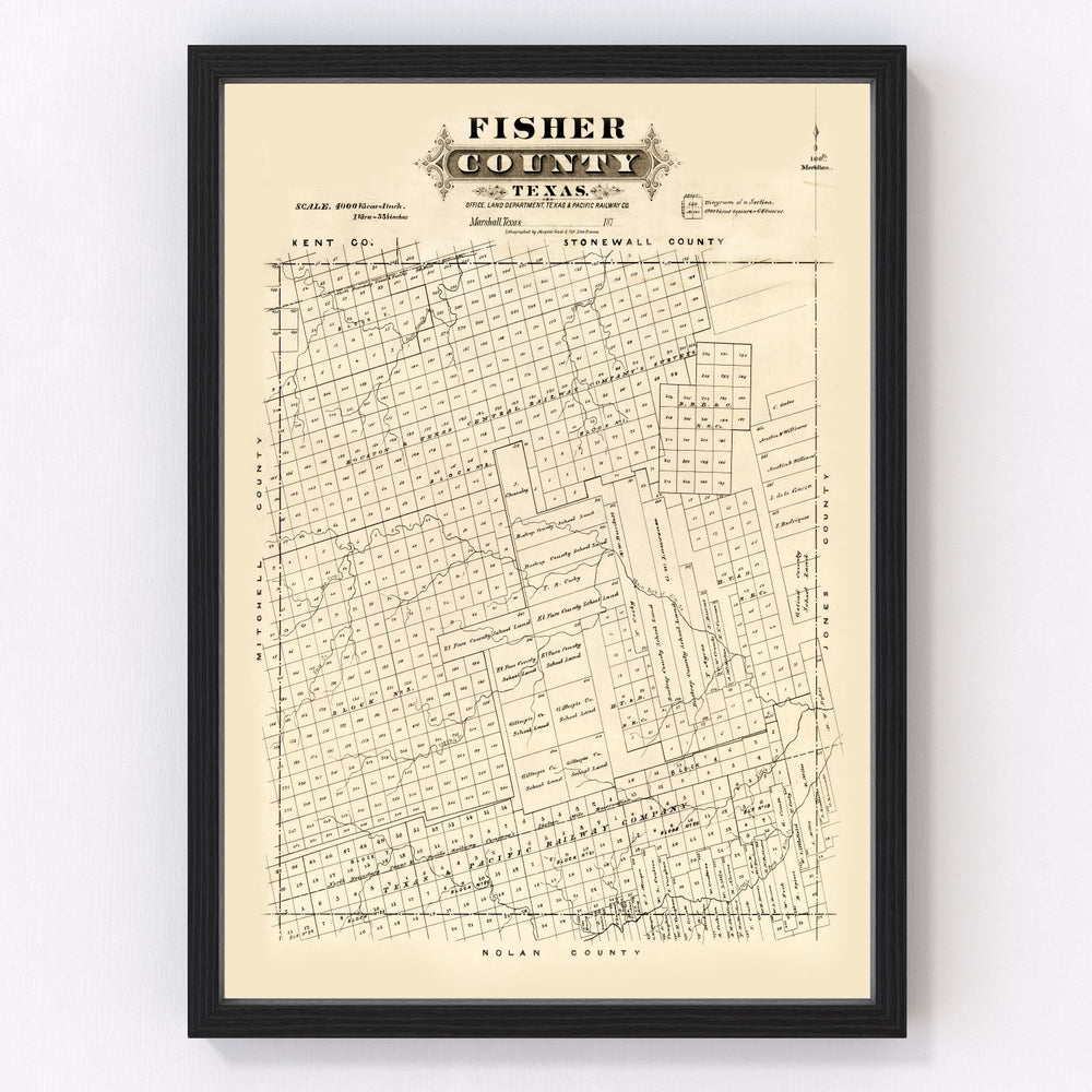 Fisher County Vintage Map 1870