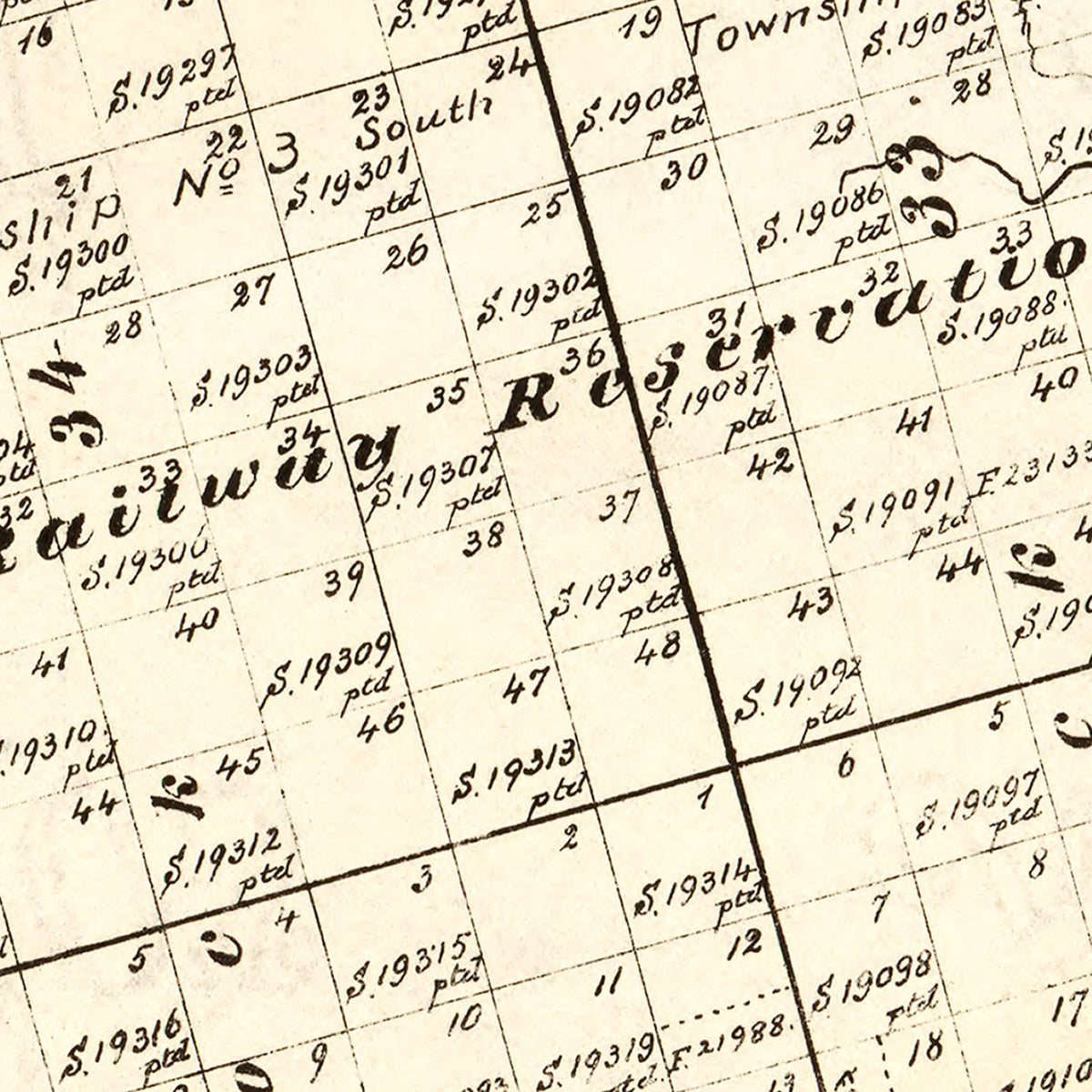 Restored historic details from the 1888 county map of Glasscock County, Texas