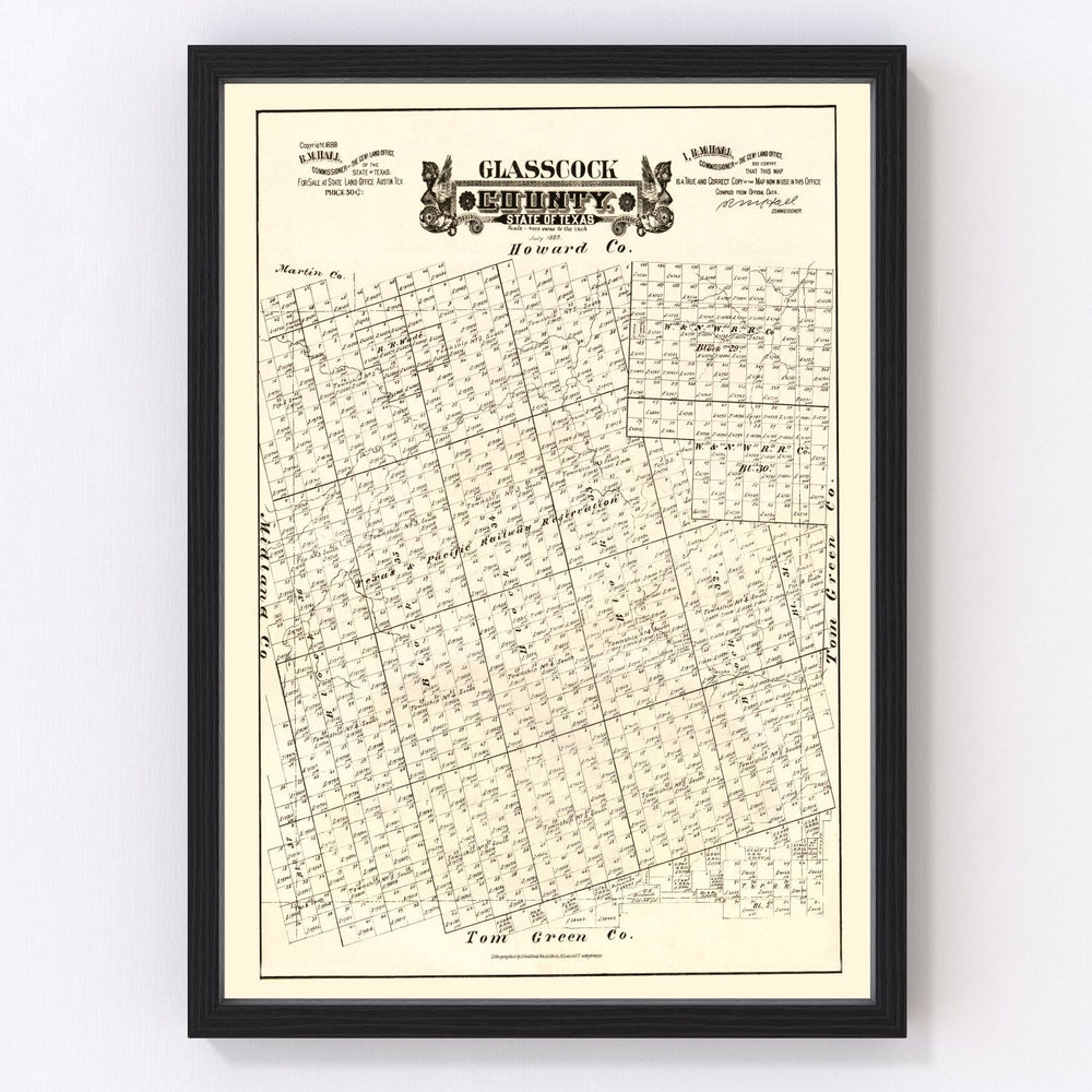 Glasscock County Vintage Map 1888