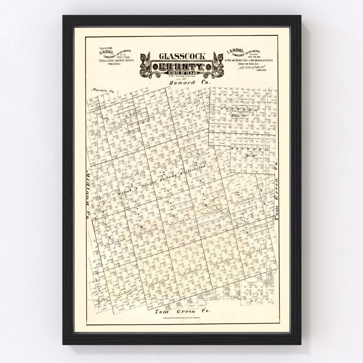 Glasscock County Vintage Map 1888