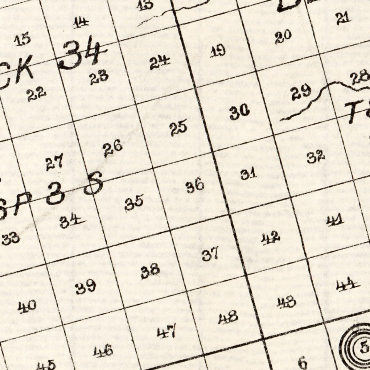 Restored historic details from the 1890 county map of Glasscock County, Texas