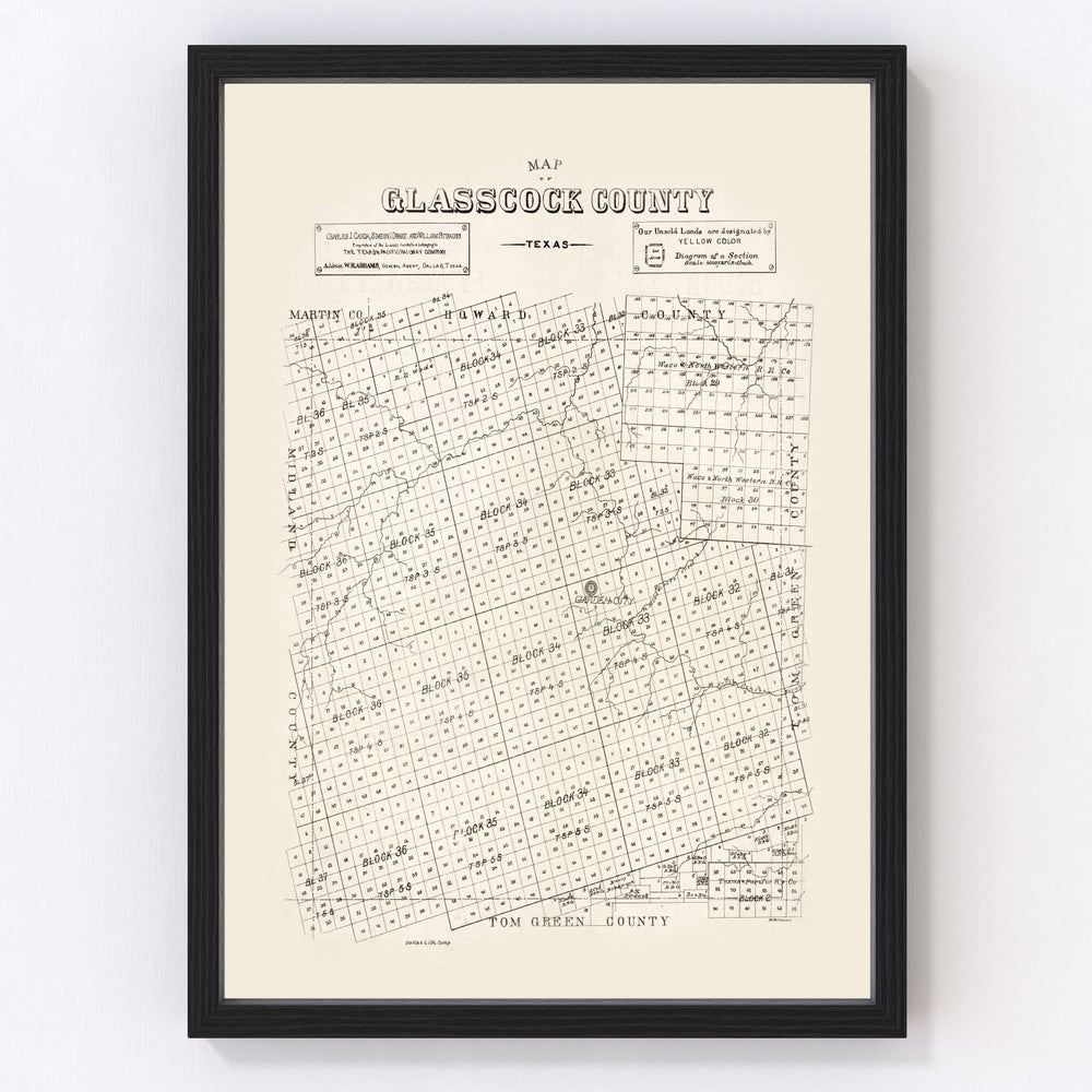 Glasscock County Vintage Map 1890