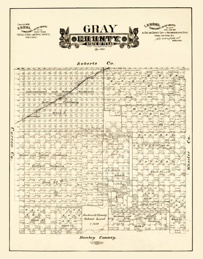 Size comparison using Vintage Map of Gray County, Texas 1888