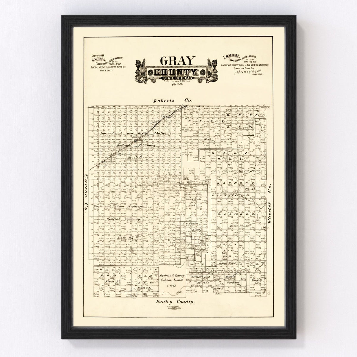 Gray County Vintage Map 1888
