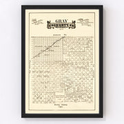 Gray County Vintage Map 1888