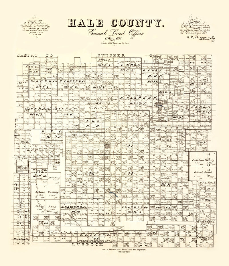 Size comparison using Vintage Map of Hale County, Texas 1892