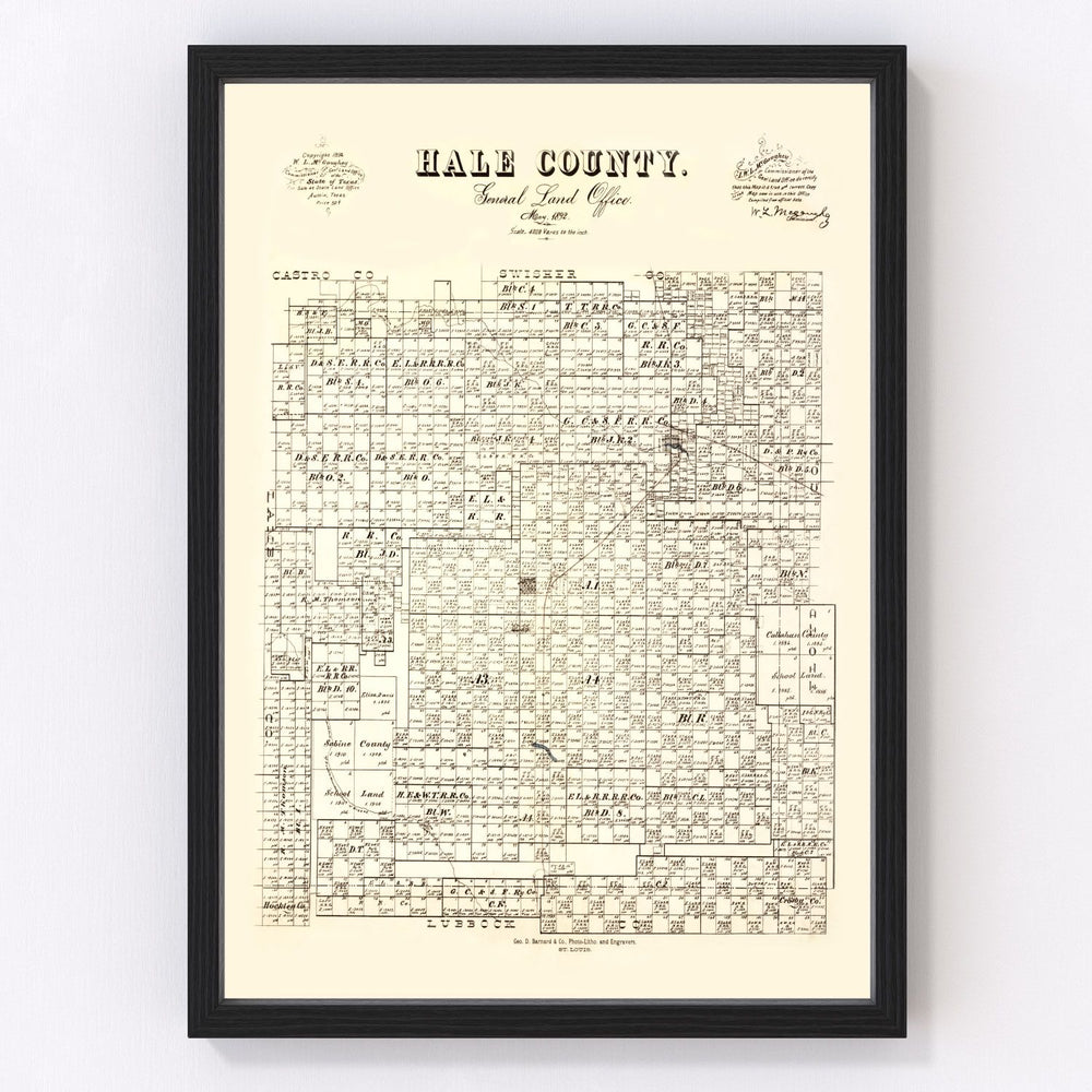 Hale County Vintage Map 1892