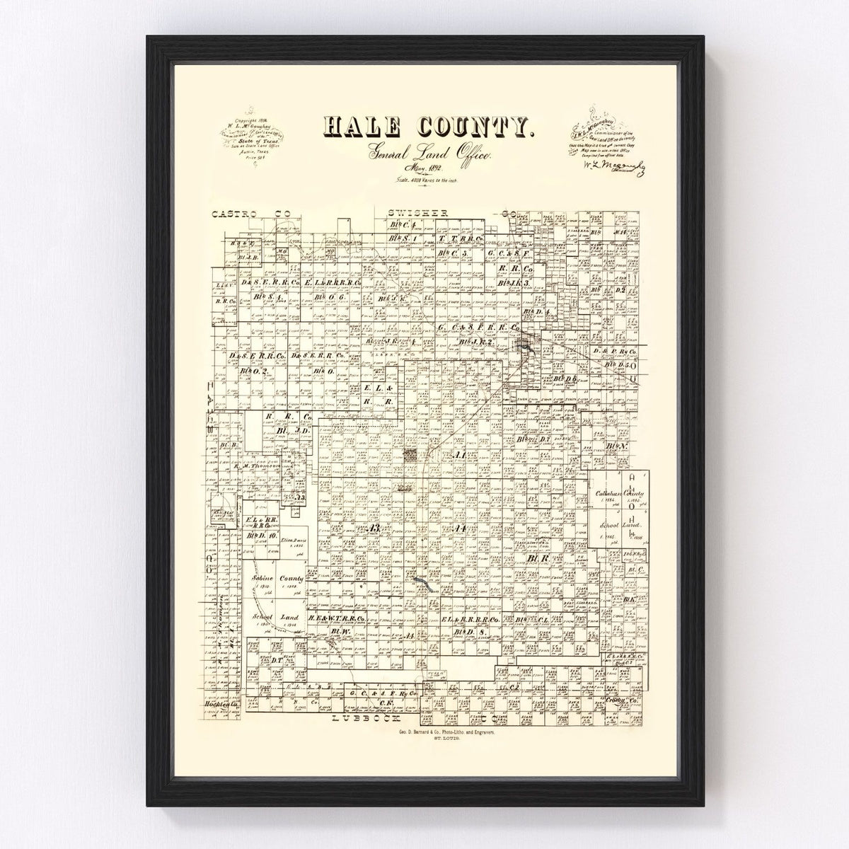 Hale County Vintage Map 1892