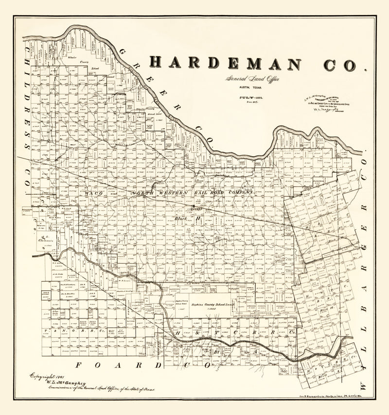 Size comparison using Vintage Map of Hardeman County, Texas 1891