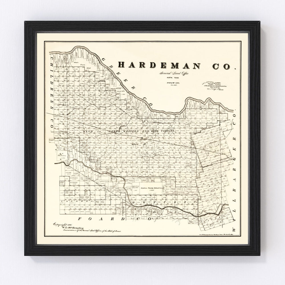 Hardeman County Vintage Map 1891