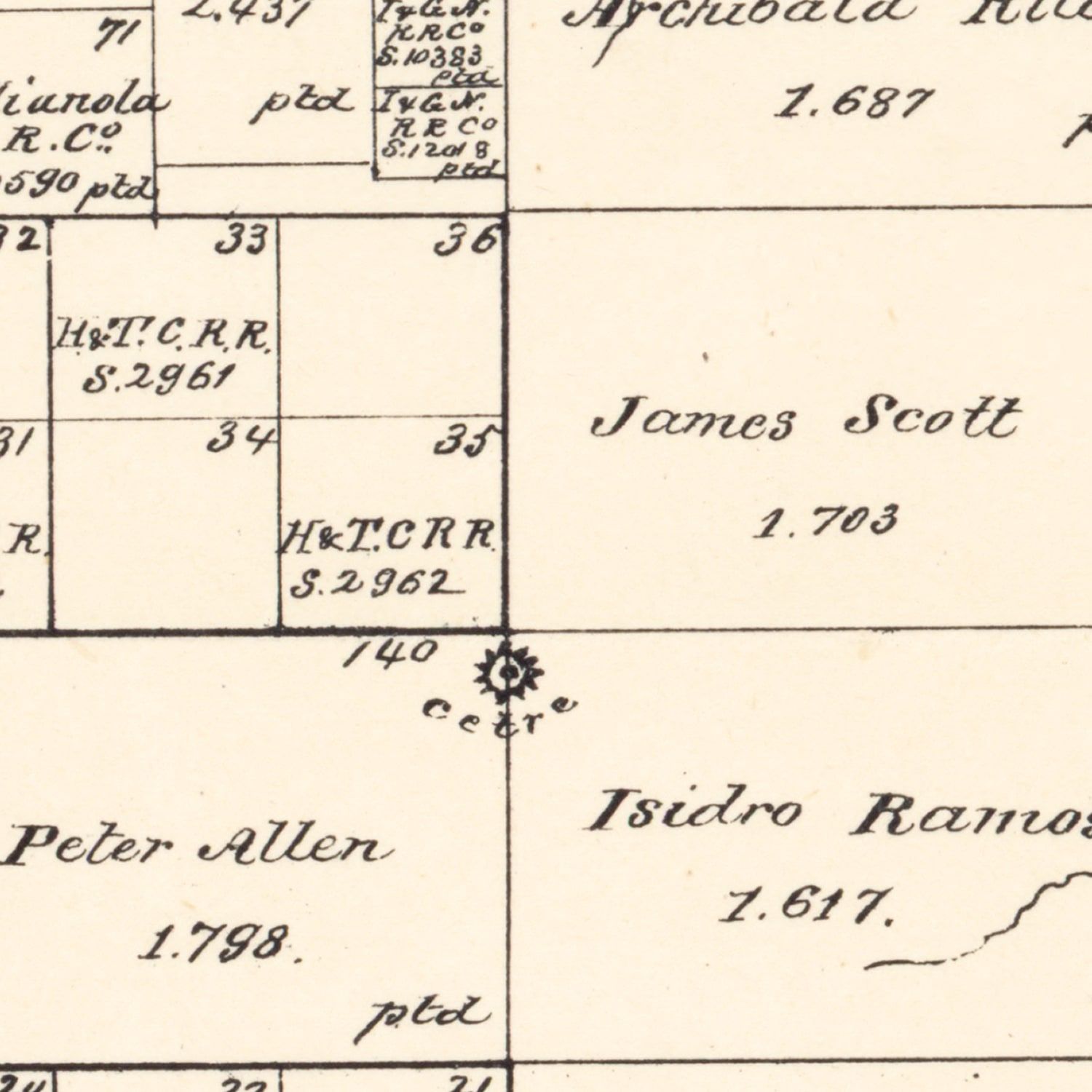 Restored historic details from the 1879 county map of Haskell County, Texas