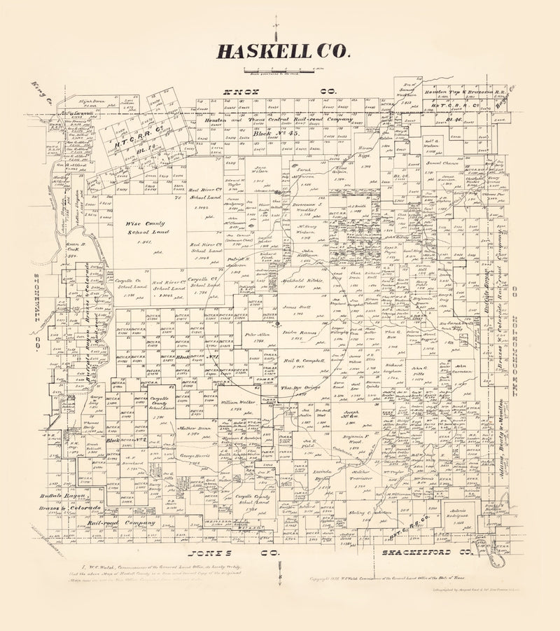 Size comparison using Vintage Map of Haskell County, Texas 1879