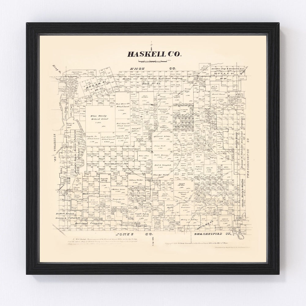Haskell County Vintage Map 1879