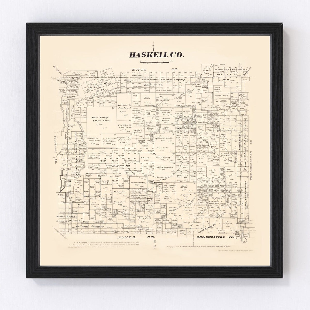 Haskell County Vintage Map 1879