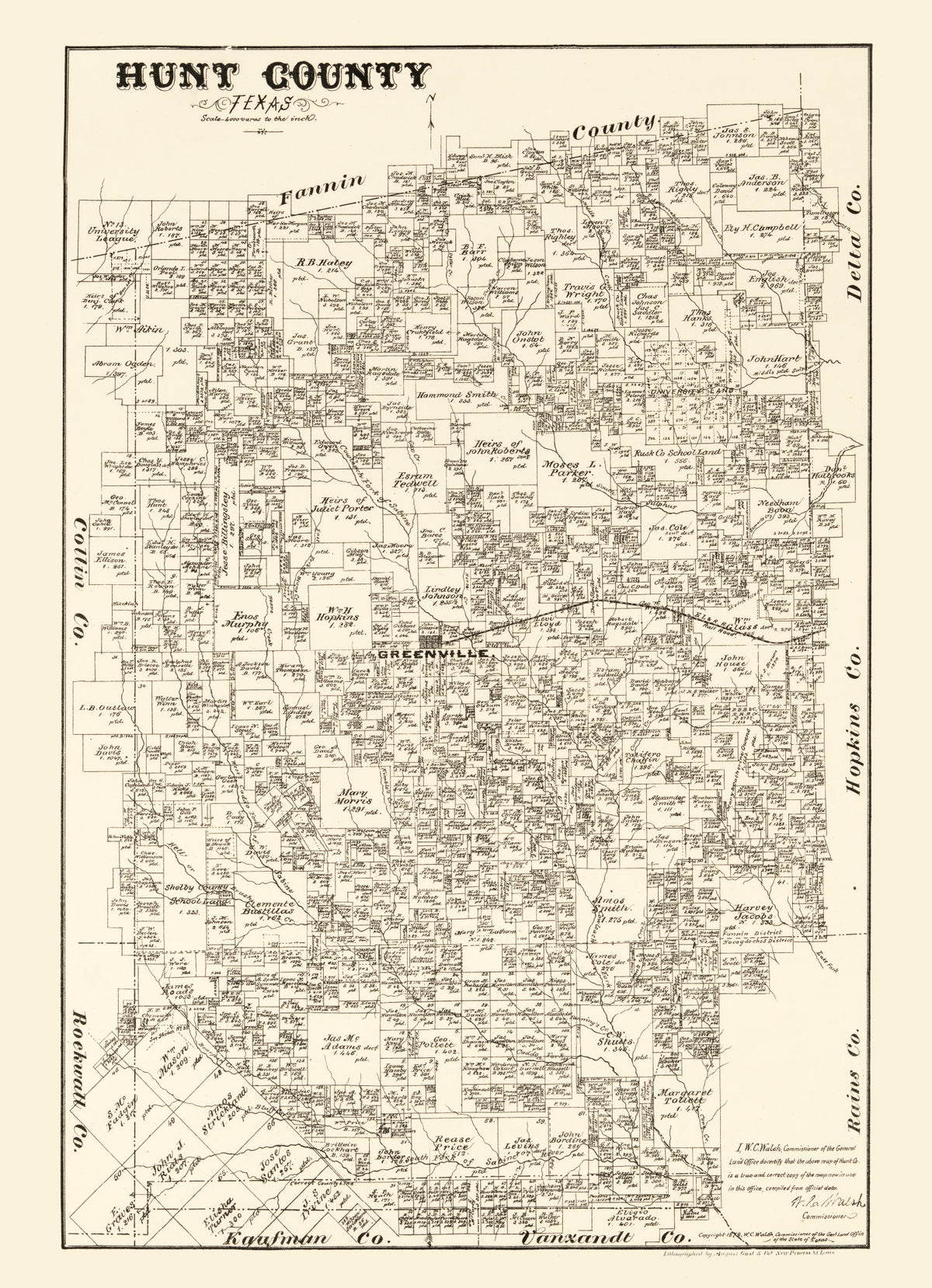 Preview of Vintage Map of Hunt County, Texas 1879