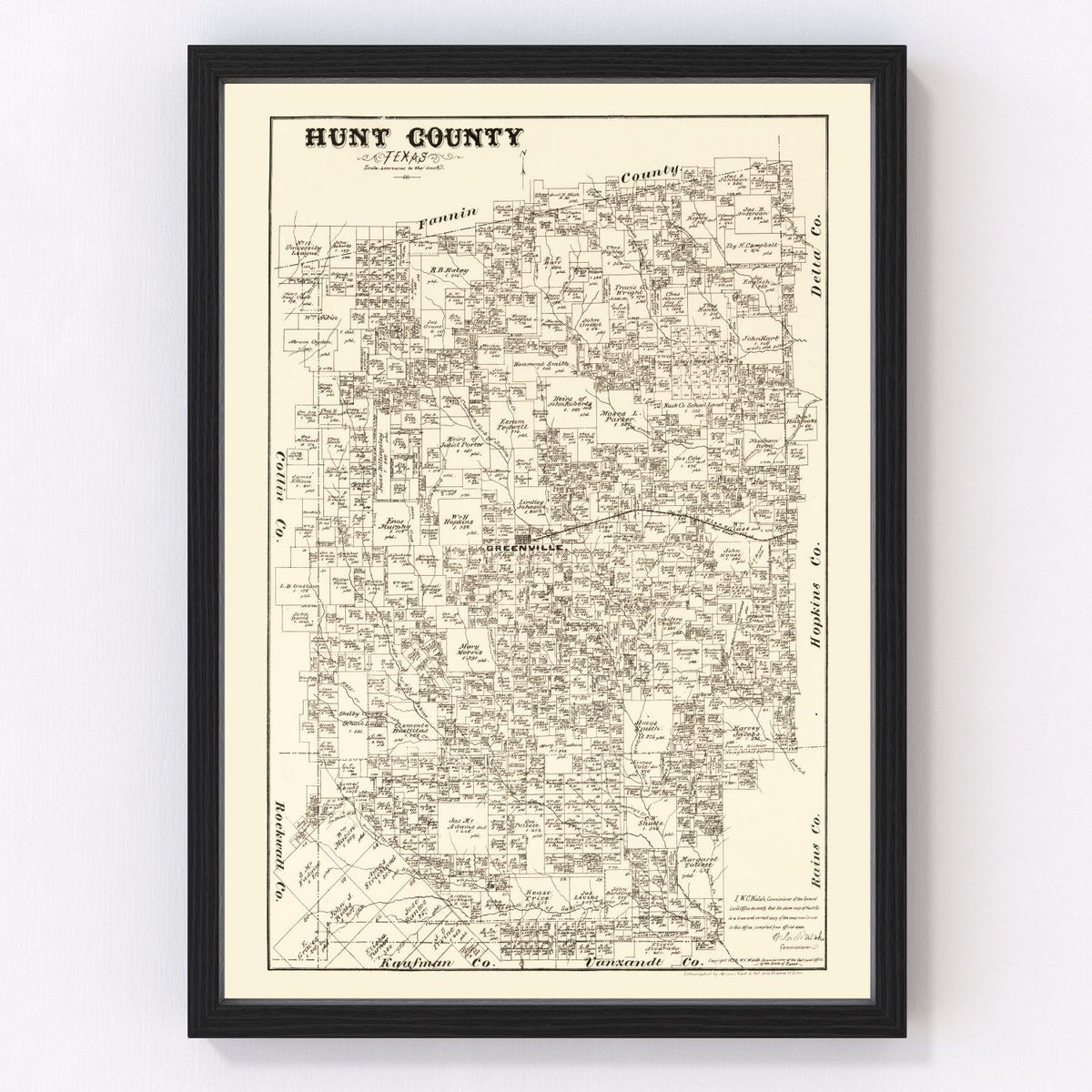 Hunt County Vintage Map 1879