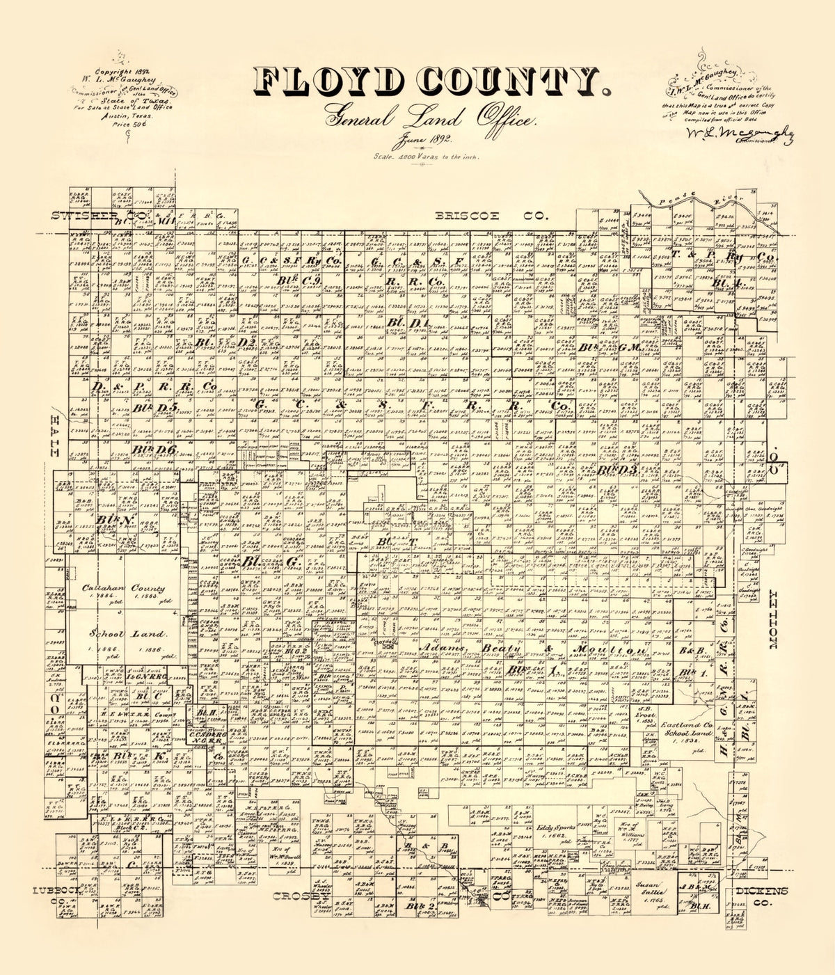Preview of Vintage Map of Floyd County, Texas 1892