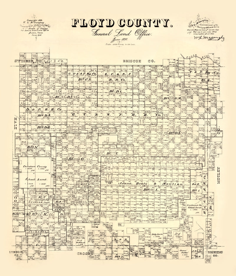 Size comparison using Vintage Map of Floyd County, Texas 1892