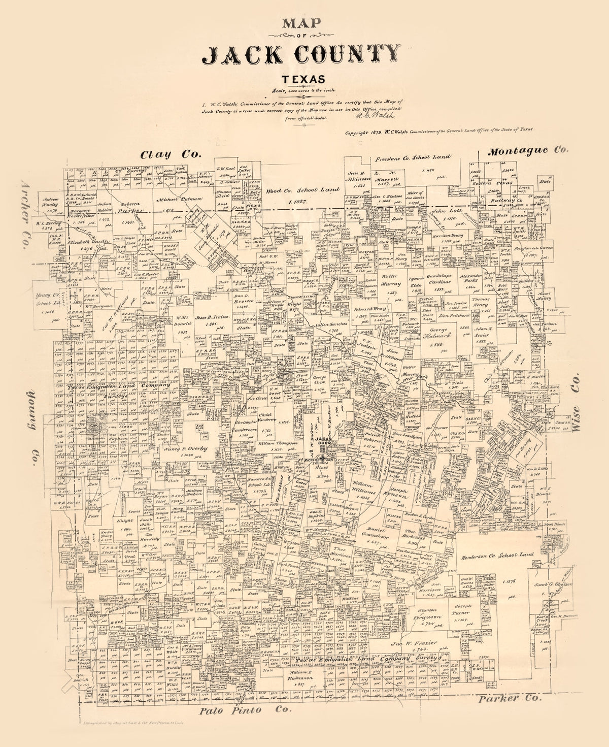 Preview of Vintage Map of Jack County, Texas 1879