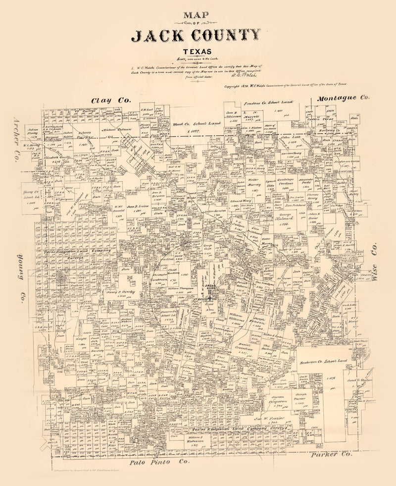 Size comparison using Vintage Map of Jack County, Texas 1879