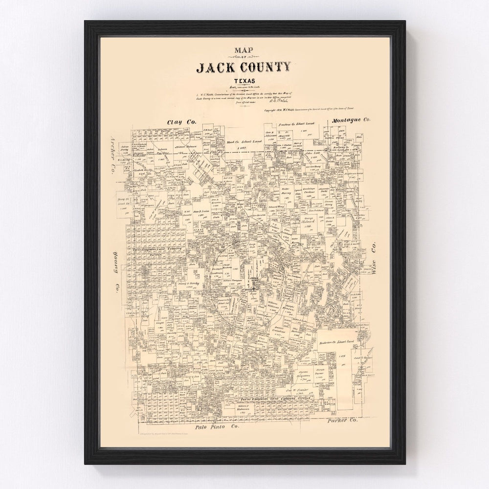 Jack County Vintage Map 1879