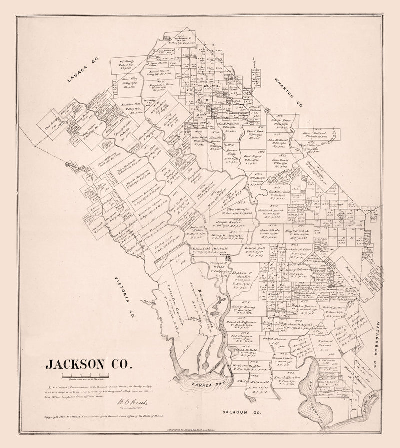 Size comparison using Vintage Map of Jackson County, Texas 1880