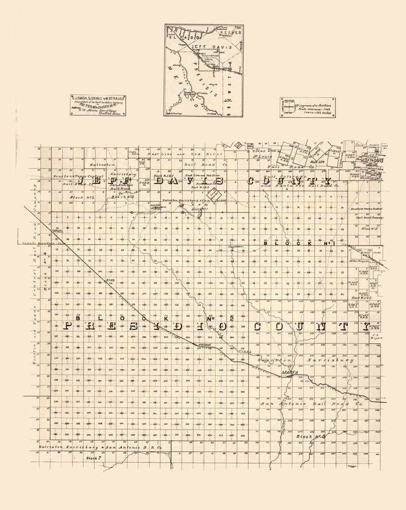 Size comparison using Vintage Map of Jeff Davis County, Texas 1894