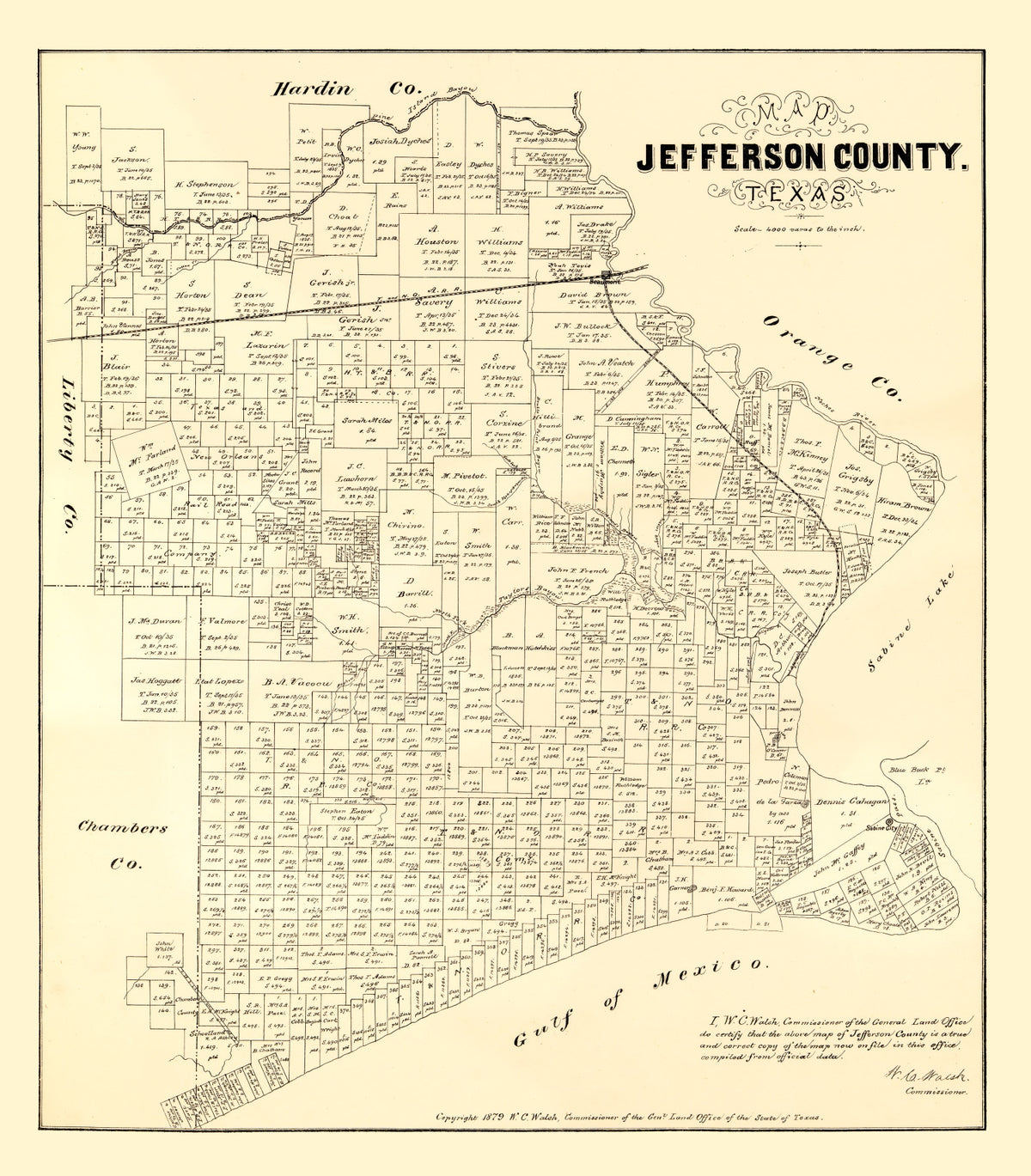 Preview of Vintage Map of Jefferson County, Texas 1879