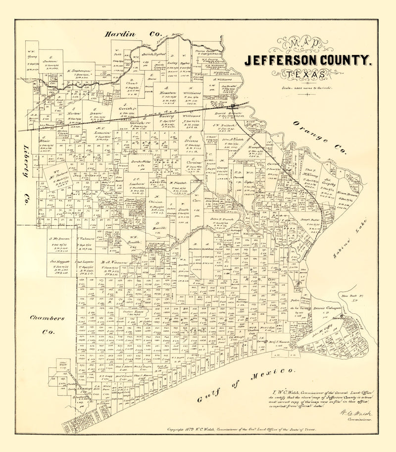 Size comparison using Vintage Map of Jefferson County, Texas 1879