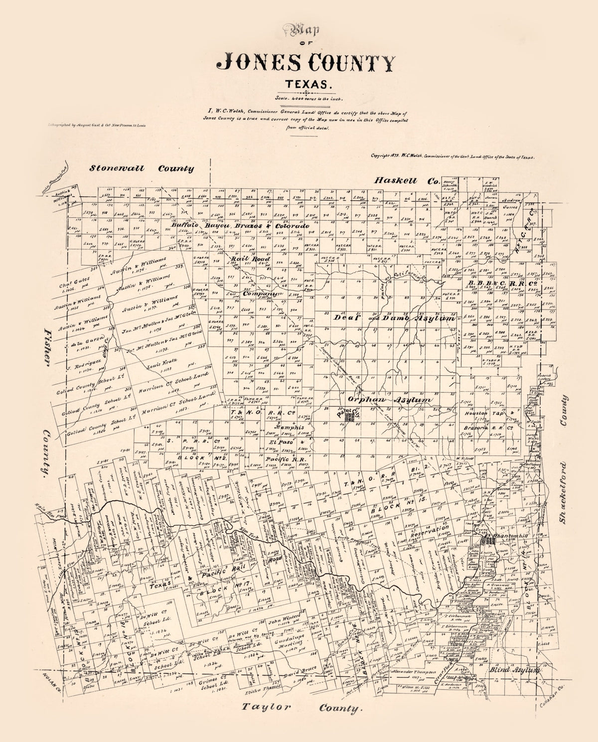 Preview of Vintage Map of Jones County, Texas 1879