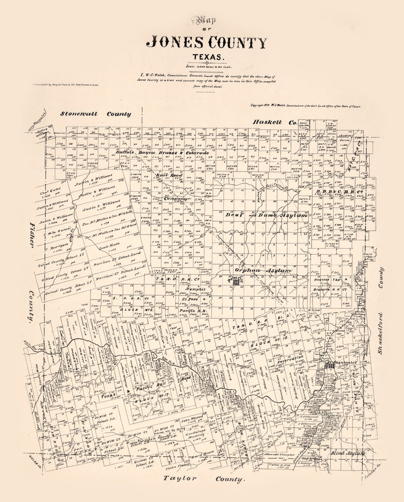 Size comparison using Vintage Map of Jones County, Texas 1879