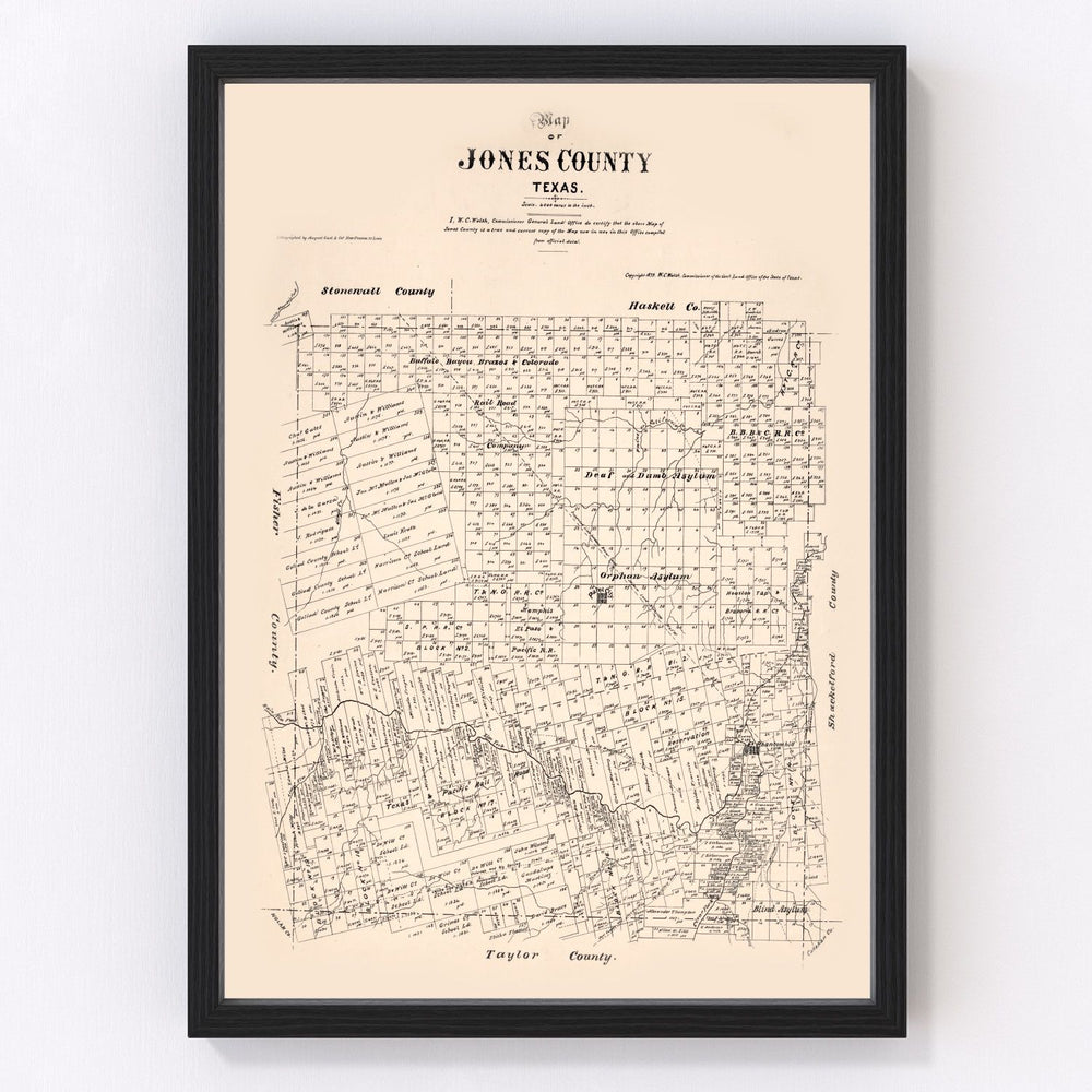 Jones County Vintage Map 1879