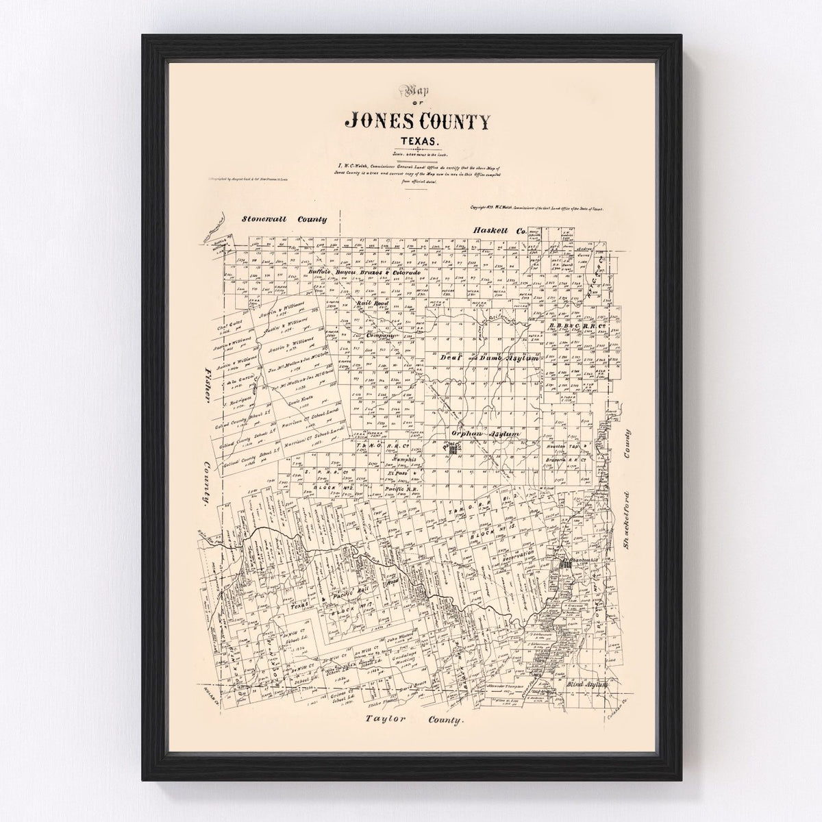 Jones County Vintage Map 1879
