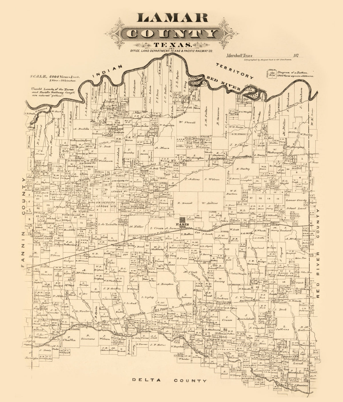 Preview of Vintage Map of Lamar County, Texas 1870