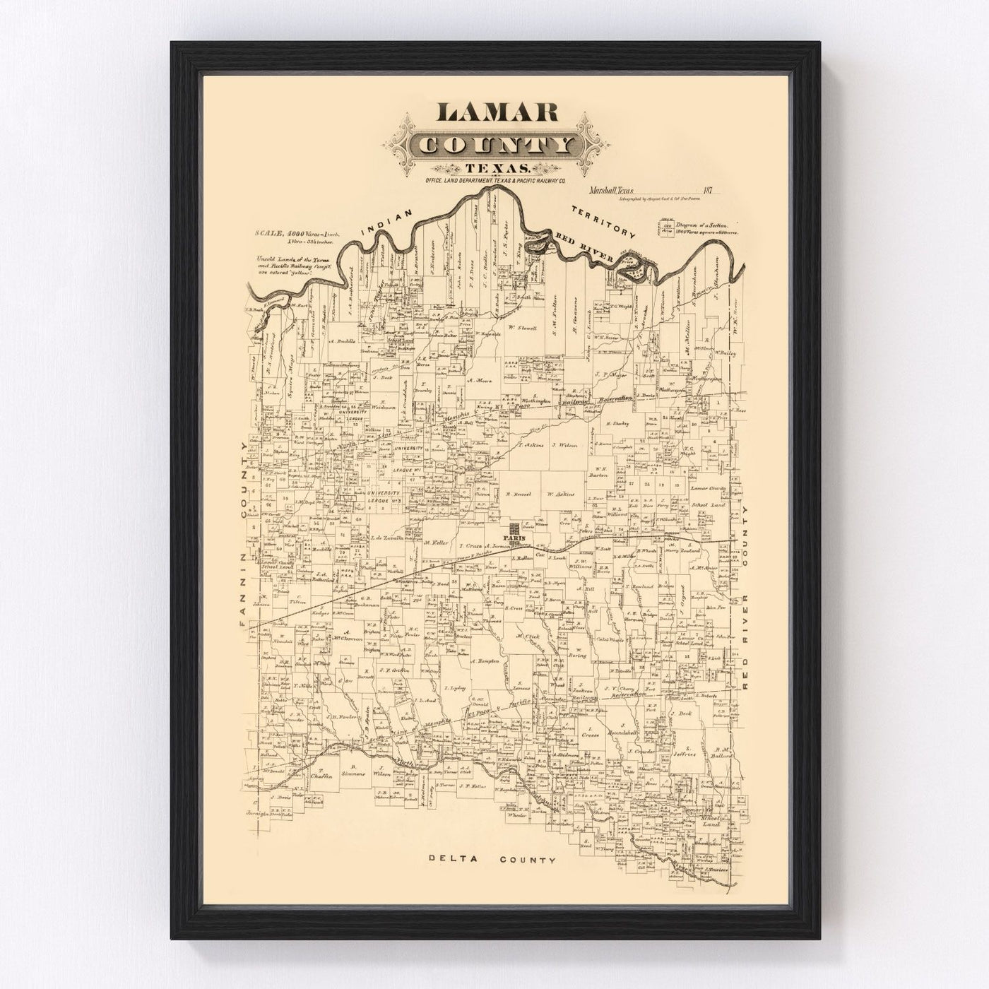 Lamar County Vintage Map 1870