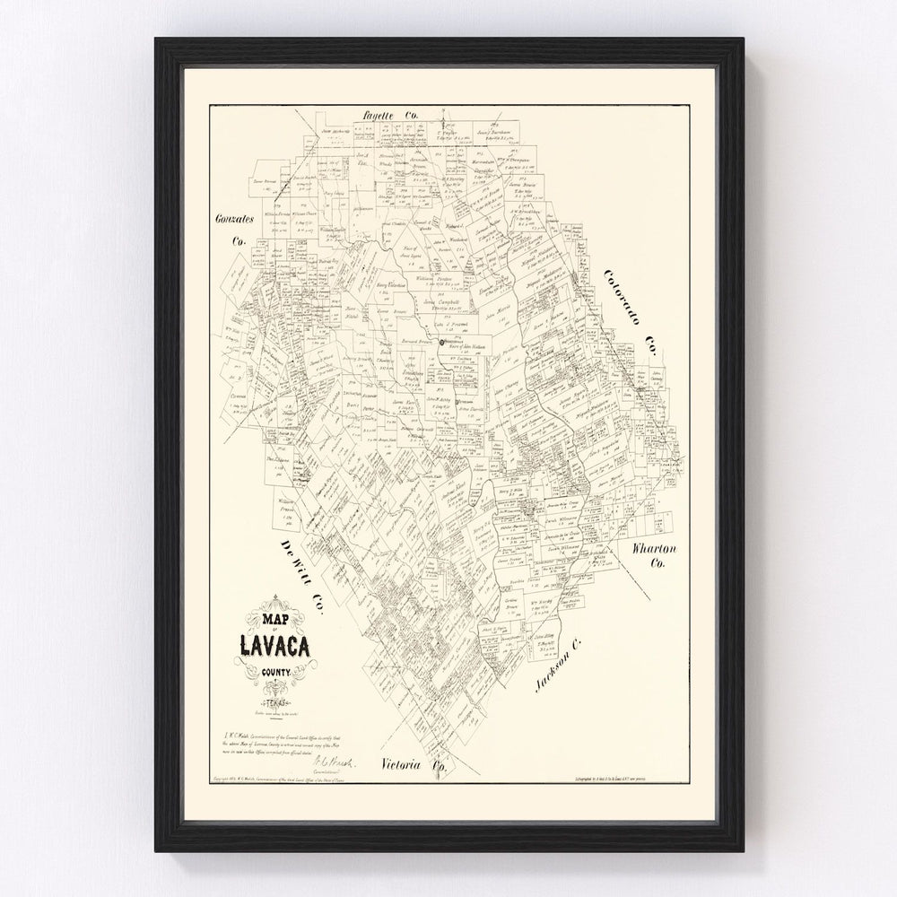 Lavaca County Vintage Map 1879