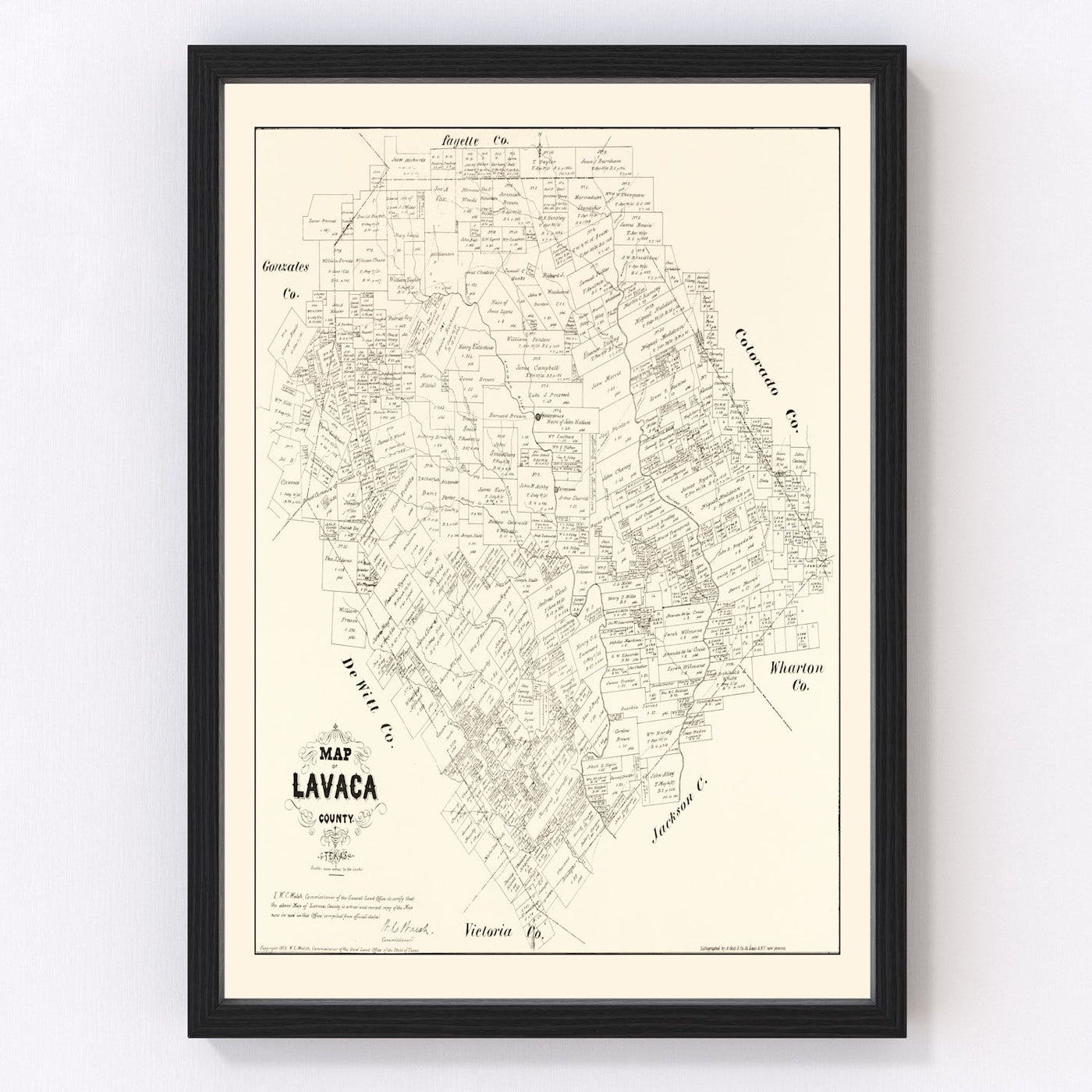 Lavaca County Vintage Map 1879
