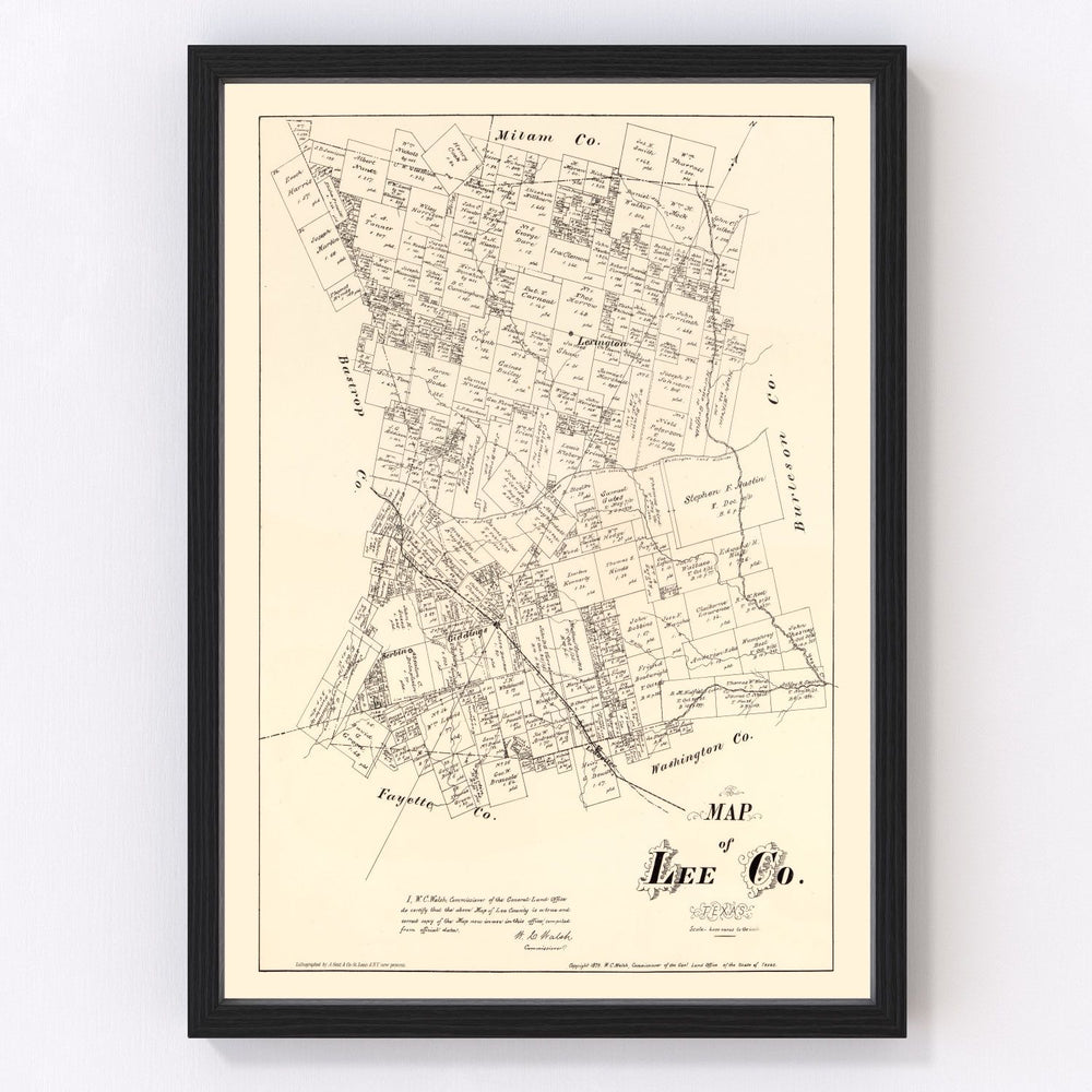 Lee County Vintage Map 1879