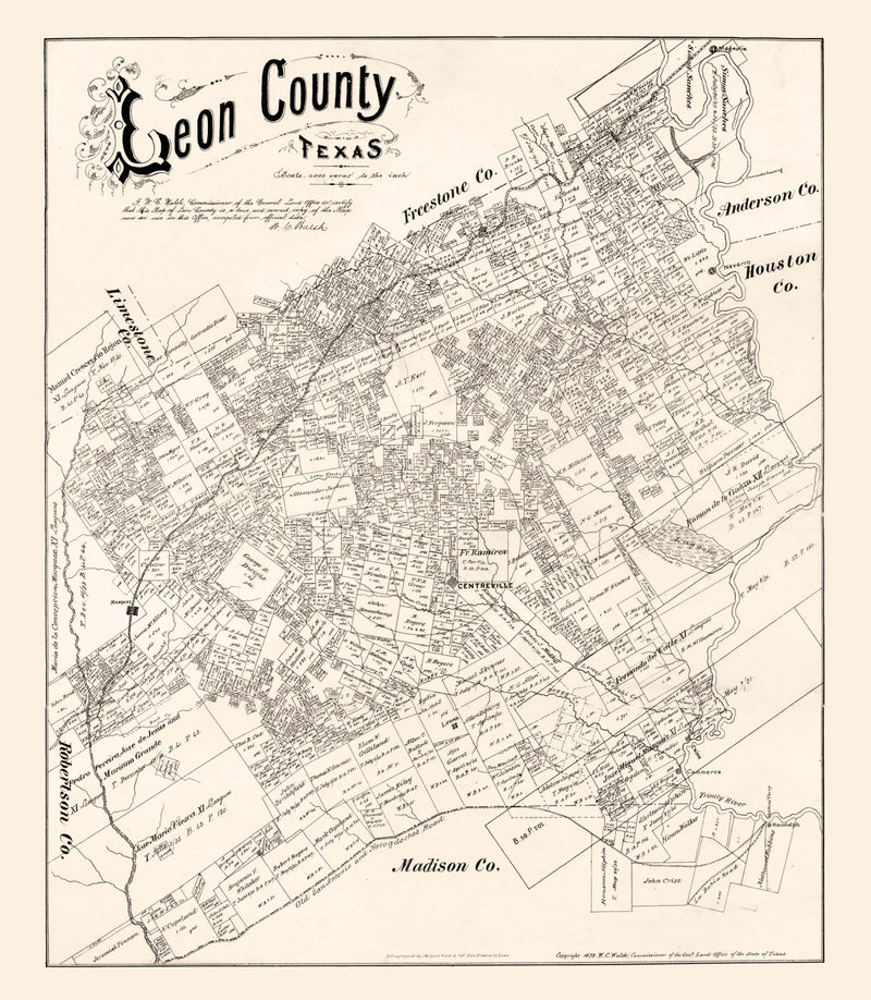 Size comparison using Vintage Map of Leon County, Texas 1879