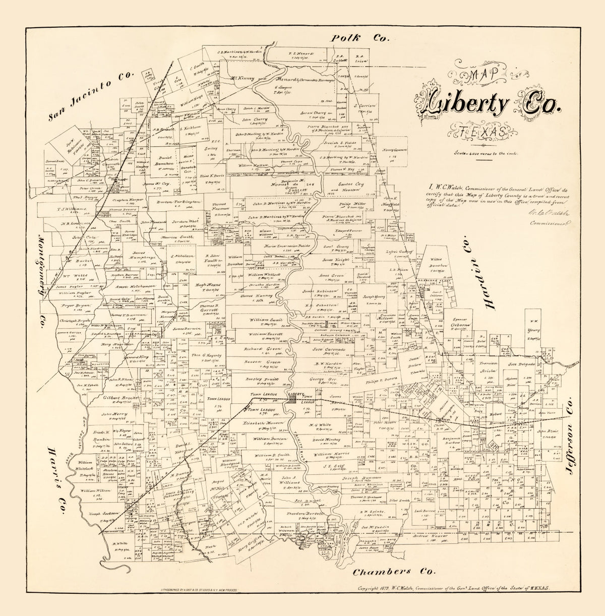 Preview of Vintage Map of Liberty County, Texas 1879