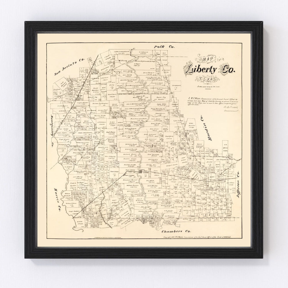 Liberty County Vintage Map 1879