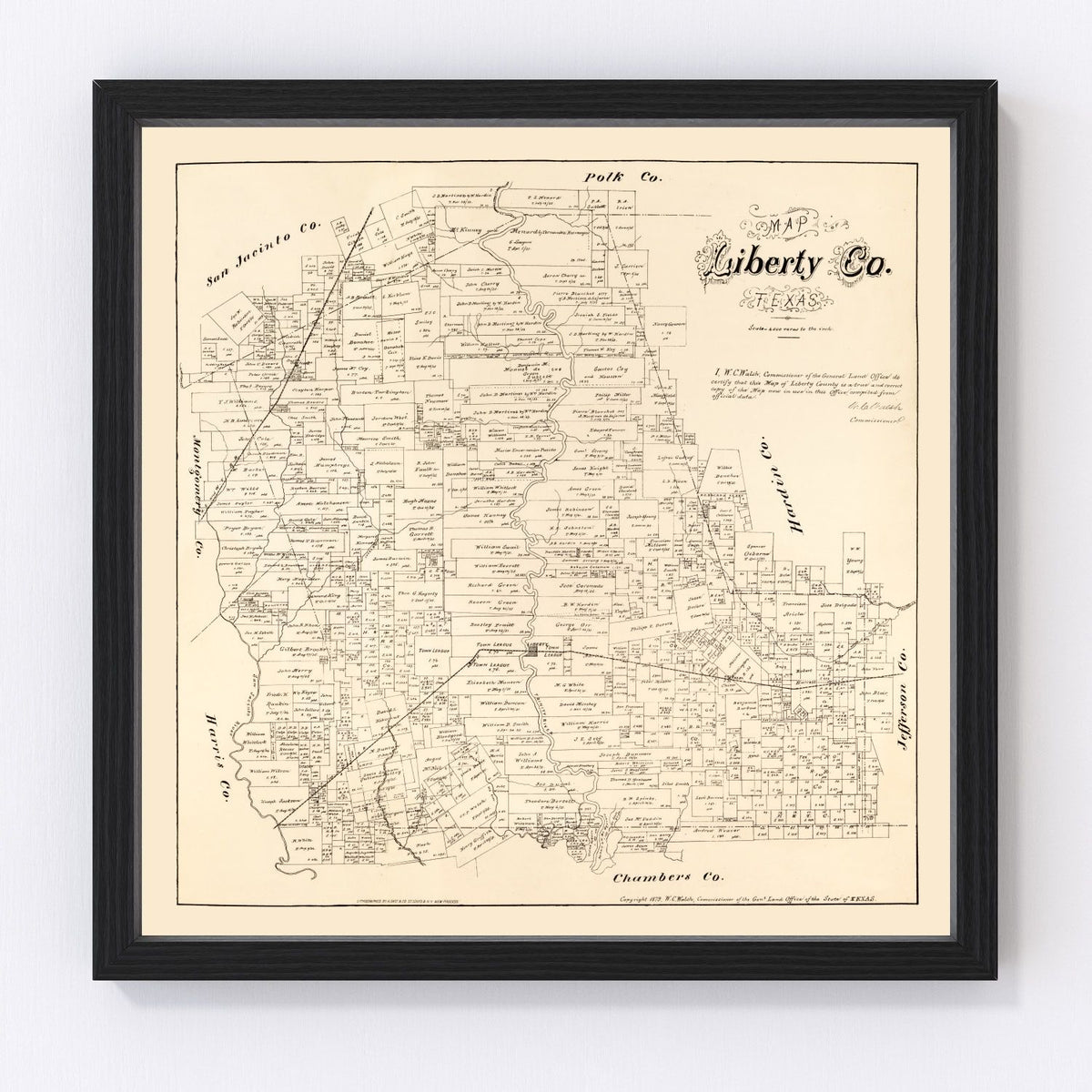 Liberty County Vintage Map 1879