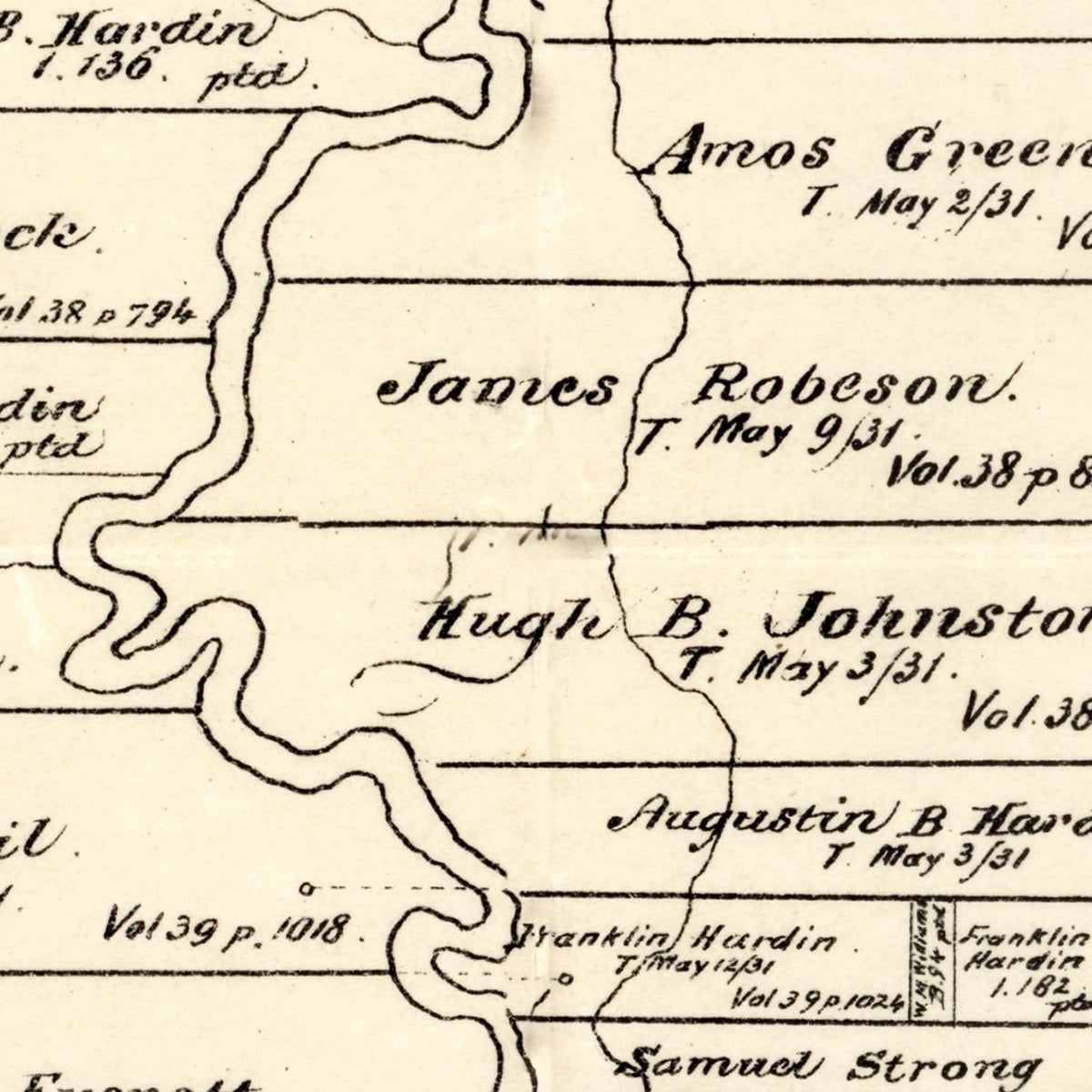 Restored historic details from the 1895 county map of Liberty County, Texas