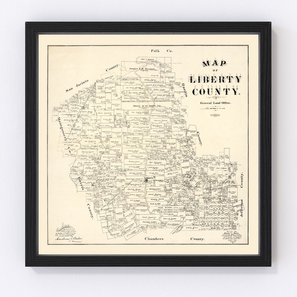Liberty County Vintage Map 1895