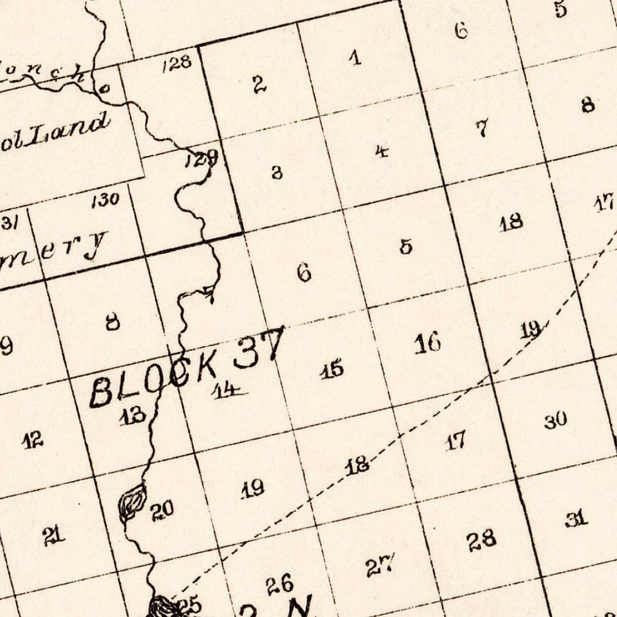 Restored historic details from the 1894 county map of Martin County, Texas