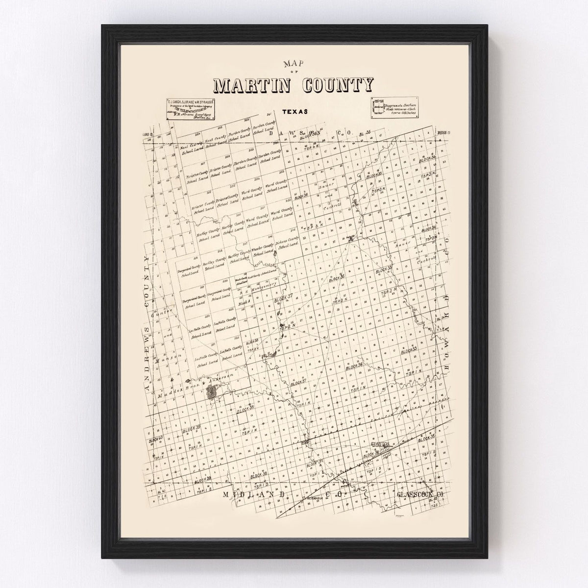 Martin County Vintage Map 1894