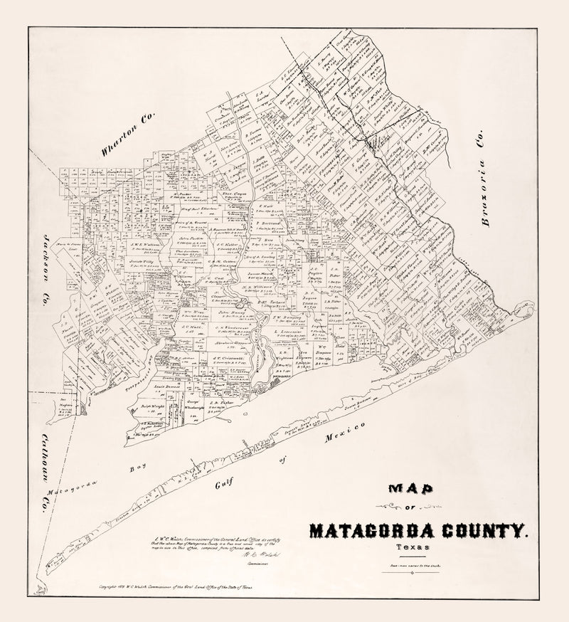 Size comparison using Vintage Map of Matagorda County, Texas 1879